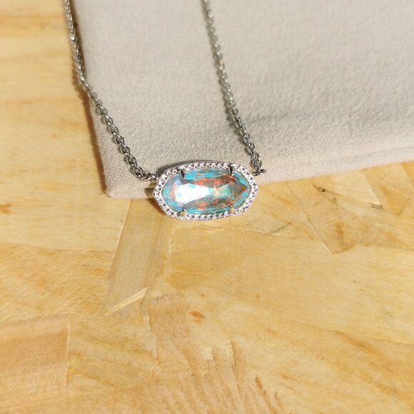 NEW Elisa Dichroic Glass Pendant Necklace Silver - Picture 3 of 4